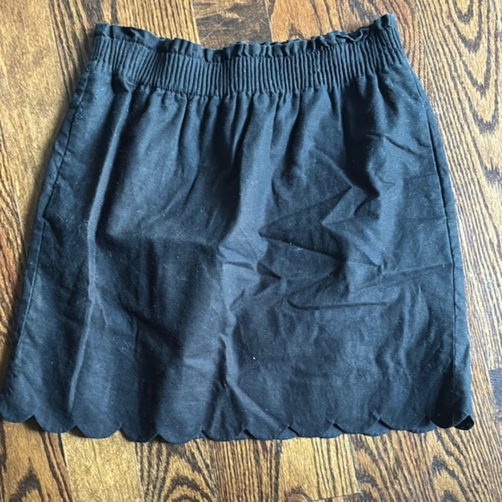 J. Crew Black Mini Skirt with Scalloped Hem